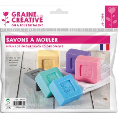 Lot de 6 pains de 100gr de savons colorés Graine Creative opaques - fond au micro-ondes - coloris as