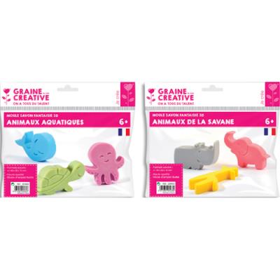 Lot de 2 moules thermoformés Graine Creative de 2X3 moules pour faire des savons - Thème Aqua et Sav