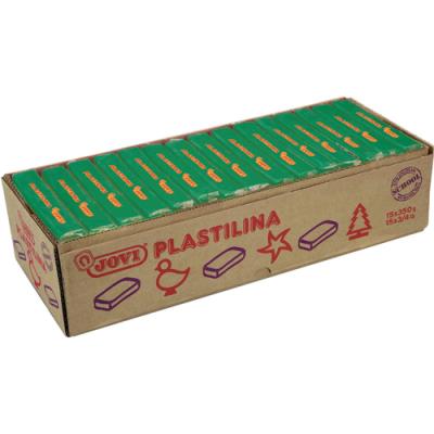 Boîte de 15 x 350 grammes de pâte à modeler végétale Jovi Plastilina couleur vert foncé