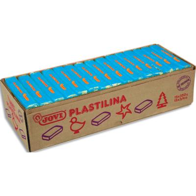Boîte de 15 x 350 grammes de pâte à modeler végétale Jovi Plastilina couleur bleu