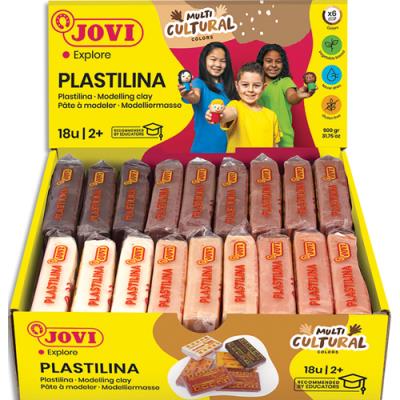 Présentoir de pâte à modeler Jovi Plastilina 18 x 50 gr - couleurs multicultural (3 unités x 6 coule