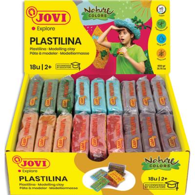 Présentoir de pâte à modeler Jovi Plastilina 18 x 50 gr - couleurs naturel (3 unités x 6 couleurs)