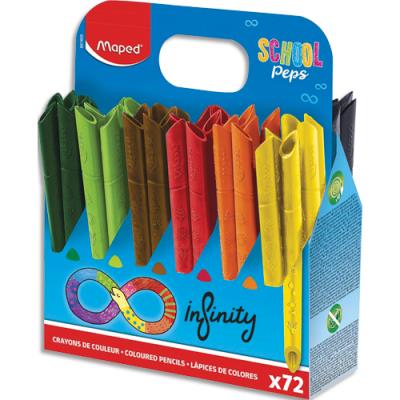 Schoolpack de 72 crayons de couleur Maped Infinity - Ne se taille pas - Corps creux et pointe biseau