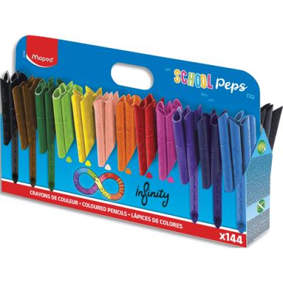 Schoolpack de 144 crayons de couleur Maped Infinity - Ne se taille pas - Corps creux et pointe bisea