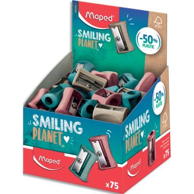 Taille-Crayons Maped Vivo 1 trou Smiling Planet composé à 50% de fibres de bois FSC - livré en prése