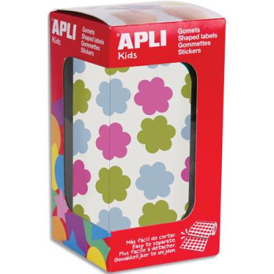 Boîte de 900 gommettes en rouleau forme fleurs Apli Kids 20mm - couleurs assorties (bleu, rose, et v