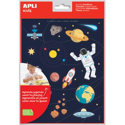 Pochette de 12 feuilles de gommettes Apli Kids sur la thématique de l'espace