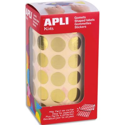 Boîte de gommettes Apli Kids couleur métal or rondes 15 mm en rouleau