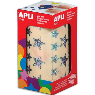 Boîte de gommettes Apli Kids étoiles holographiques 12,5 et 19,5 mm