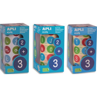 Boîte de 3 rouleaux de gommettes Apli Kids lettres majuscules ABC + chiffres - 123 unités - 20 mm -