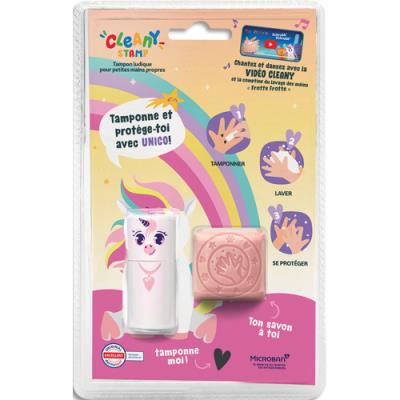 Tampon Colop Cleany Stamp UNICO blanc avec savon, pour apprendre à se laver les mains de manière lud