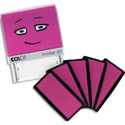 Boîte de 5 encriers Colop rose shiny pour tampon Nio School