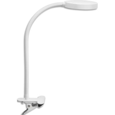 Lampe bureau CEP Flex à pince. Bras flexible métal gainé, tête orientable. Variateur d'intensité. Blanche