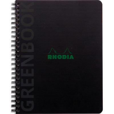 Cahier à Spirale Polypropylène Recyclé Greenbook Rhodia 17x21cm 160 pages recyclées 90g Q5/5. Noir