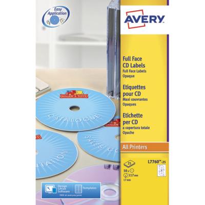 Etiquettes Avery L7760 - pour CD et DVD - impression laser couleur - boîte de 50