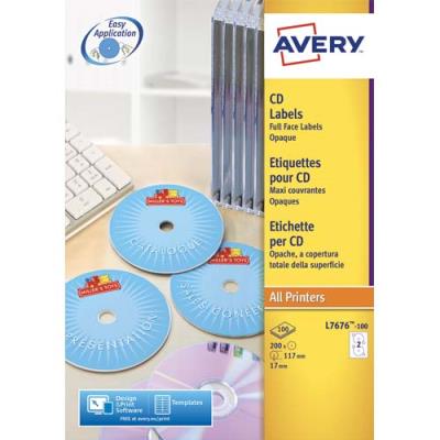 Etiquettes Avery L7676 - pour CD et DVD - Impression laser monochrome - boîte de 200