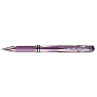 Stylo encre gel Uni-Ball Signo Broad avec grip et capuchon - Pointe large 1mm - Couleur violet métal