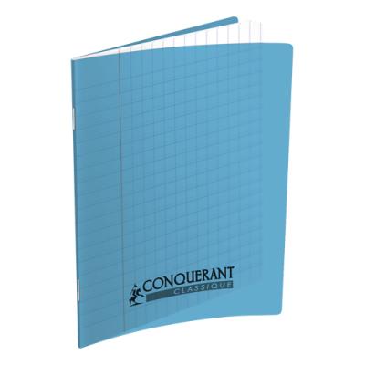 Cahier piqûre 32 pages double ligne 3mm interligne verticale et marge 17x22 Couverture polypro 90g