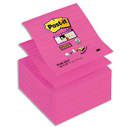 Lot de 5 recharges Post-It Znotes Super Sticky fuchsia - 90 feuilles lignées - 101x101 mm