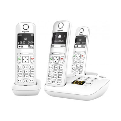 Gigaset AS690A TRIO tél. DECT+ REP - base +3 combinés blancs