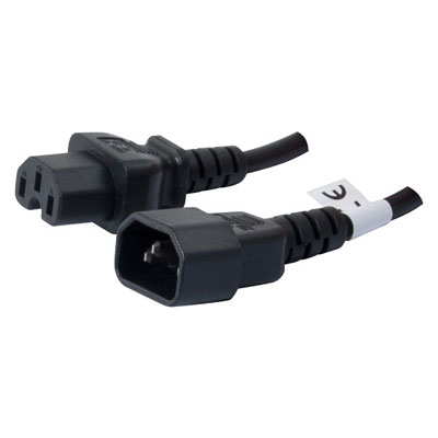 Rallonge secteur C14 / C15 noire - 3 m