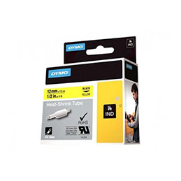 Ruban thermoretractable noir sur jaune 12MM pour rhinopro