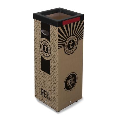 Poubelle carton de tri sélectif pour le recyclage des biodéchets 60L - Couvercle métal Rouge