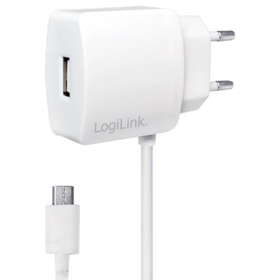 LogiLink Chargeur secteur USB avec câble micro USB intégré,
