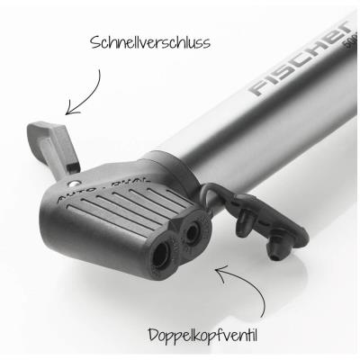 FISCHER Mini pompe à air pour vélo ALU, boîte de rustines