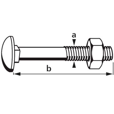 suki. Boulon de carrosserie, tête bombée, M5x30/18 mm