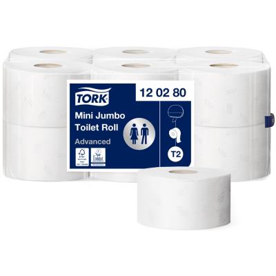 TORK Papier toilette en mini rouleau Jumbo, 2 couches, blanc