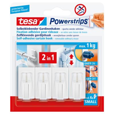 tesa Powerstrips Fixation adhésive pour rideaux Vario, blanc