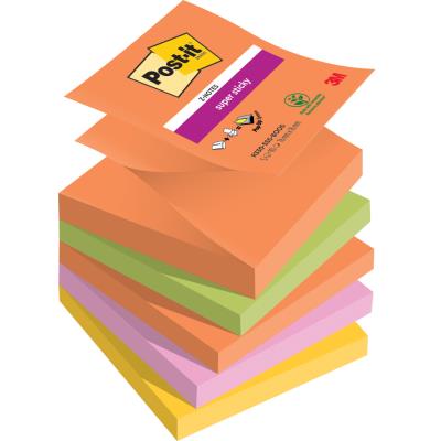Z-notes Post-It Super Sticky Boost 76x76mm - Lot de 5 blocs de 90 F - Ass : orange/vert/bleu/rose/ja