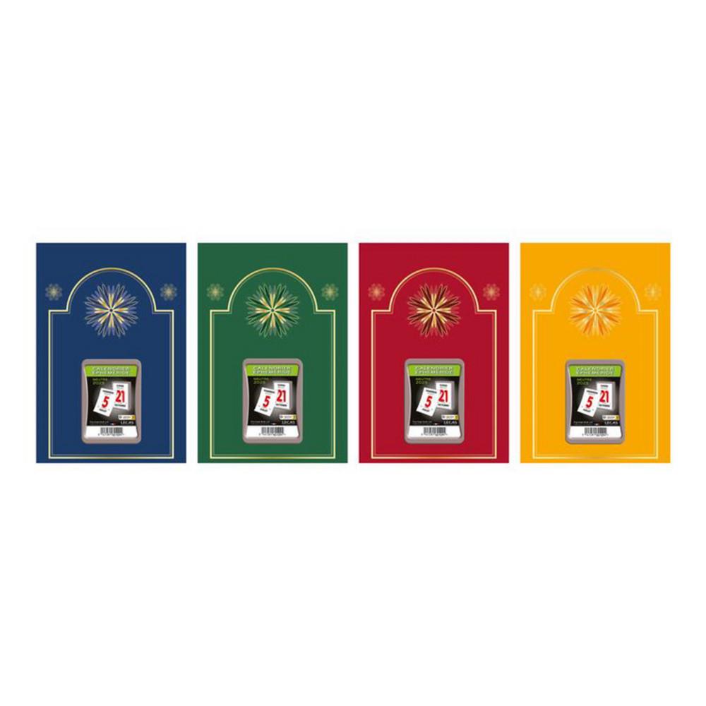 Calendrier Mensuel Plaque Longue - Janvier à Décembre 2025 - Dimensions ~20x38cm - 4 Coloris Aléatoires - Fabrication Française