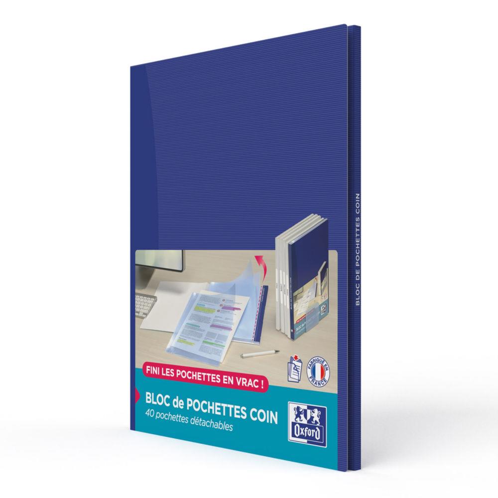 Bloc de 40 pochettes coin Oxford - A4 - polypropylène lisse 9/100° -  Incolore pas cher | Welcome Office