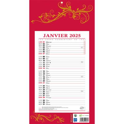 Calendrier mensuel sur plaque