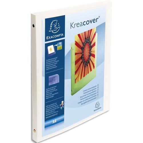 Classeur personnalisable 4 anneaux Exacompta Kreacover en polypropylne - A4 - dos 2 cm - blanc