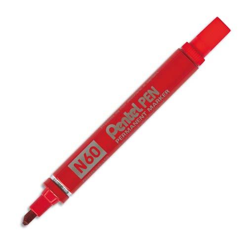 Marqueur permanent Pentel N60 - corps mtal - pointe biseaute rouge