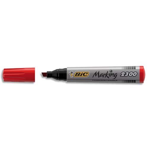 Marqueur permanent Bic 2300 - pointe biseaute - rouge