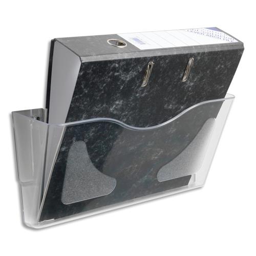 Corbeille murale transparente Deflecto - format paysage 38 x 17.5 x 10 cm