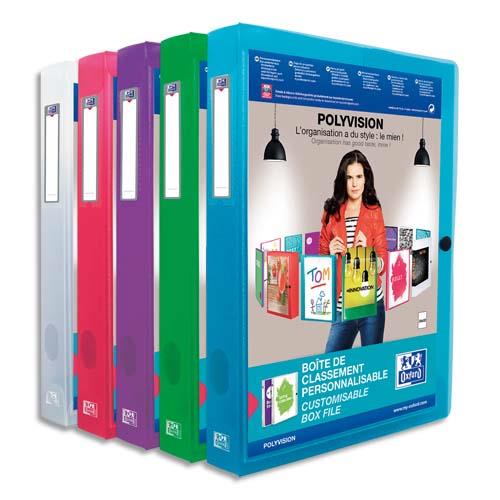 Bote de classement Oxford Polyvision - 24 x 32 cm - dos 40 mm - en PP - translucide - coloris assortis