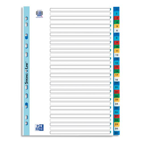 Intercalaires numrique Elba - polypropylne 12/100e - A4 - 31 positions - coloris assortis
