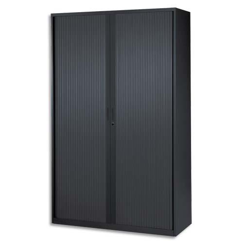 Armoire haute métal monobloc Corps et Rideaux noir L120 x H198 x P43
