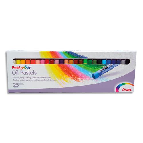 Bote de 25 pastels Pentel diamtre 8 mm