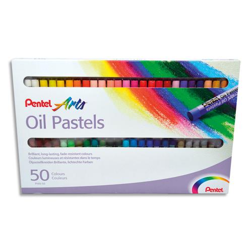 Bote de 50 pastels  l'huile Pentel diamtre 8 mm