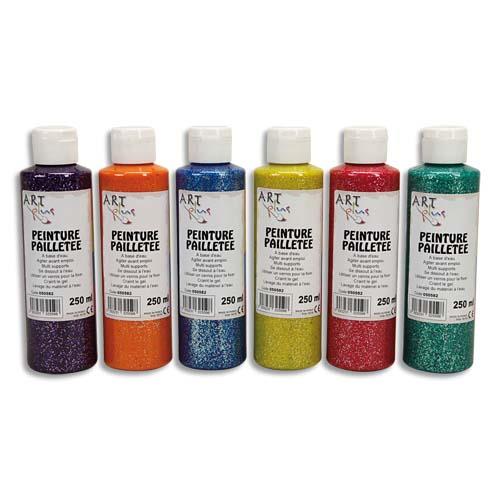 Gouache paillete - Bote de 6 x 125ml -  Artplus - couleurs assorties