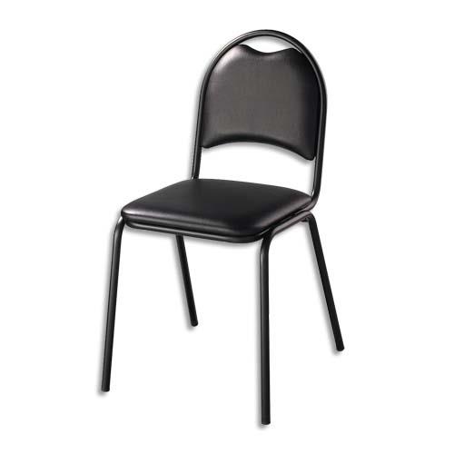 Chaise de collectivit 4 pieds Elite - dossier et assise  vinyle noir