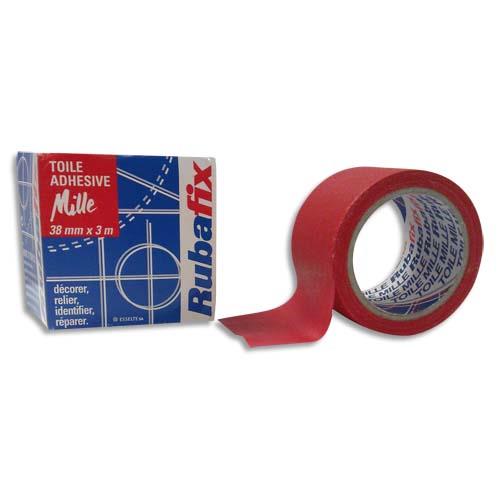 Toile adh�sive Rubafix plastifi�e et imperm�able rouleau de 38mmx 3m - rouge