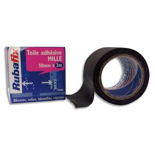 Toile adhsive Rubafix plastifie et impermable rouleau de 50mmx 3m - noir