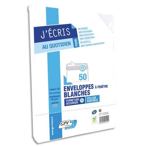 Enveloppes 110x220 mm GPV - blanches - auto-adhsives - 75 g  - paquet de 50